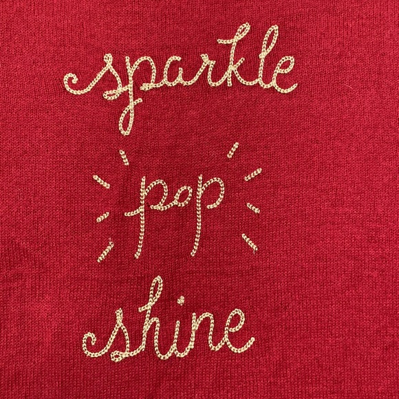 Loft Sparkle Pop Shine Embroidered Sweater 💗 Red & Gold - Picture 11 of 16